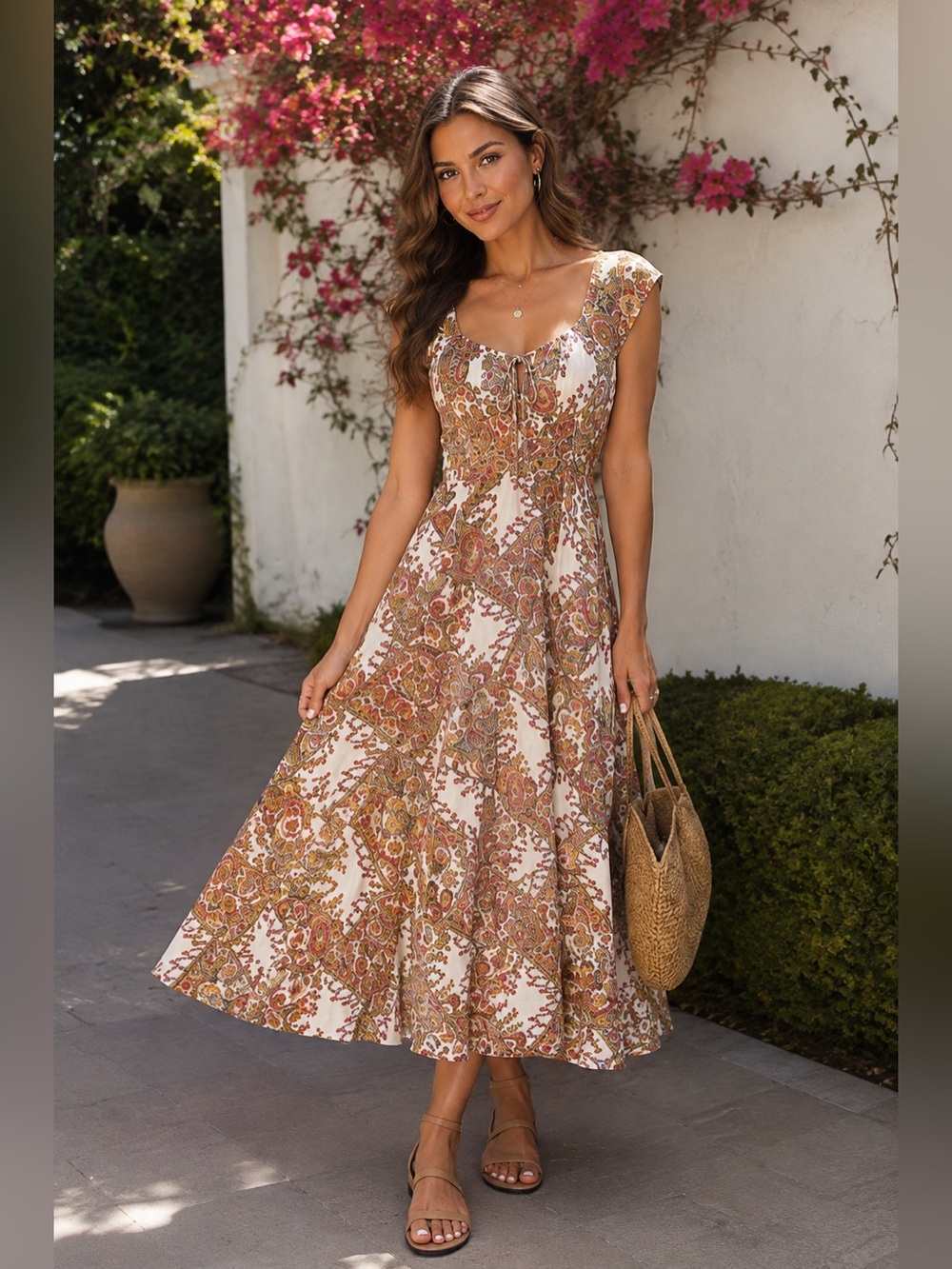 Chelsea & Theodore Beautiful Boho Paisley Print Dress Size Medium